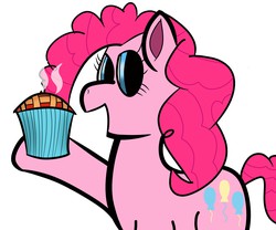 Size: 2400x2000 | Tagged: safe, artist:randomnameher3, pinkie pie, g4, high res, looking at you, offering, pie cupcake, simple background, white background