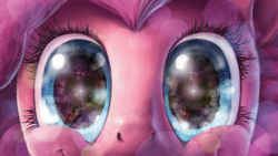 Size: 3200x1800 | Tagged: safe, artist:hunternif, pinkie pie, earth pony, pony, g4, close-up, extreme close-up, eye, eyes, female, solo, space, watching