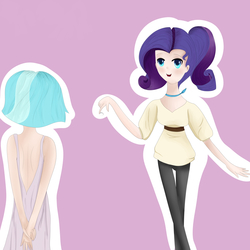 Size: 5555x5555 | Tagged: safe, artist:bambinen, coco pommel, rarity, human, g4, absurd resolution, duo, humanized