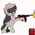 Size: 600x603 | Tagged: safe, artist:chapaevv, octavia melody, earth pony, pony, g4, bipedal, eyepatch, female, gun, hat, mafia, mafia octavia, solo, tommy gun, weapon