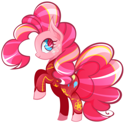 Size: 1280x1252 | Tagged: safe, artist:vivian reed, pinkie pie, g4, cheongsam, chinese new year, clothes, dress, female, simple background, solo, transparent background