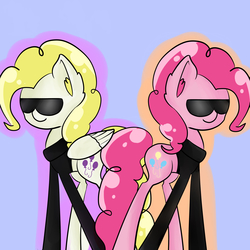 Size: 5555x5555 | Tagged: safe, artist:bambinen, pinkie pie, surprise, pony, g4, absurd resolution, duo, sunglasses