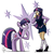 Size: 1000x1000 | Tagged: safe, artist:glancojusticar, edit, twilight sparkle, elf, human, pony, unicorn, g4, clothes, elf ears, human coloration, human ponidox, humanized, kneesocks, miniskirt, school uniform, schoolgirl, shirt, shoes, skirt, socks, sweater vest, unicorn twilight, unicorns as elves, vest