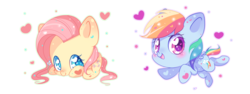 Size: 900x340 | Tagged: safe, artist:ipun, fluttershy, rainbow dash, g4, heart, heart eyes, simple background, transparent background, wingding eyes