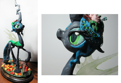 Size: 840x578 | Tagged: safe, artist:reviro, queen chrysalis, g4, autumn, leaves, sculpture