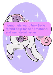 Size: 600x847 | Tagged: safe, edit, sweetie belle, g4, caption, confession, fury belle, pony confessions, text