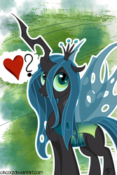 Size: 900x1350 | Tagged: safe, artist:ciscoql, queen chrysalis, changeling, changeling queen, g4, crown, female, jewelry, regalia, solo
