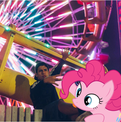 Size: 958x964 | Tagged: safe, pinkie pie, human, g4, carnival, ferris wheel, irl, irl human, licking, photo, ponies in real life, roni conti