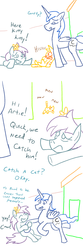 Size: 800x2400 | Tagged: safe, artist:jargon scott, princess luna, oc, oc:grittyguts, cat, g4, comic, dream walker luna, prince artemis, rule 63