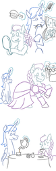 Size: 800x2400 | Tagged: safe, artist:jargon scott, princess luna, oc, oc:grittyguts, alicorn, pony, g4, alternate hairstyle, artemabetes, braid, clothes, comic, cute, dream walker luna, dress, prince artemis, rule 63, rule63betes, tea party