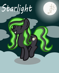 Size: 1024x1268 | Tagged: safe, artist:bryastar, oc, oc only, oc:starlight, pegasus, pony, cloud, cloudy, female, mare, moon, night, smiling