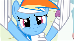 Size: 1920x1080 | Tagged: safe, screencap, rainbow dash, g4, rainbow falls, season 4, cute, feignbow dash, female, solo