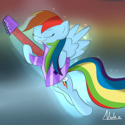 Size: 2000x2000 | Tagged: safe, artist:nuke928, rainbow dash, g4, female, guitar, high res, solo