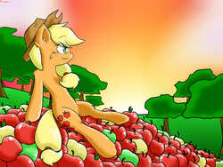 Size: 3200x2400 | Tagged: safe, artist:harthric, applejack, g4, apple, female, high res, solo