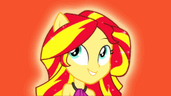 Size: 960x540 | Tagged: safe, edit, sunset shimmer, equestria girls, g4, my little pony equestria girls: rainbow rocks, animated, female, looking at you, ponied up, pony ears, smiling, when she smiles