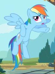 Size: 651x879 | Tagged: safe, screencap, rainbow dash, pony, g4, my little pony: friendship is magic, three's a crowd, female, flying, solo