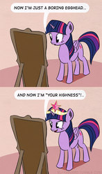 Size: 500x848 | Tagged: safe, artist:el-yeguero, twilight sparkle, alicorn, pony, g4, big crown thingy, comic, crown, female, mare, mirror, smug, smuglight sparkle, solo, twilight sparkle (alicorn)