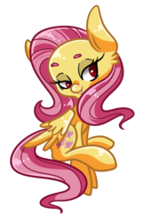 Size: 655x1016 | Tagged: safe, artist:chic-coo, fluttershy, g4, female, red eyes, solo