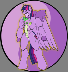 Size: 900x950 | Tagged: safe, artist:combatkaiser, spike, twilight sparkle, alicorn, pony, g4, female, mare, mechanized, twilight sparkle (alicorn)