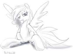 Size: 2275x1699 | Tagged: safe, artist:nadvgia, rainbow dash, g4, female, monochrome, sketch, solo