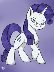 Size: 1936x2592 | Tagged: safe, artist:hayley1432, rarity, pony, unicorn, g4, female, mare, raised hoof, signature, smiling, solo