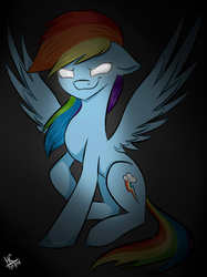 Size: 772x1034 | Tagged: safe, artist:hayley1432, rainbow dash, g4, female, glowing eyes, solo