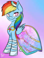 Size: 1936x2592 | Tagged: safe, artist:hayley1432, rainbow dash, g4, clothes, dress, element of loyalty, female, rainbow dash always dresses in style, solo