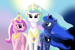 Size: 2000x1333 | Tagged: safe, artist:odooee, princess cadance, princess celestia, princess luna, g4