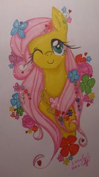 Size: 340x604 | Tagged: safe, artist:myumlamy, fluttershy, g4, female, solo, traditional art