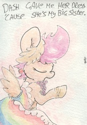 Size: 688x984 | Tagged: safe, artist:slightlyshade, scootaloo, g4, clothes, dress, female, gala dress, solo, traditional art