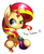 Size: 934x1138 | Tagged: safe, artist:maren, sunset shimmer, pony, unicorn, g4, bacon, bacon on eggplant action, colored pupils, eggplant, female, implied princess twilight, implied shipping, implied sunsetsparkle, implied twilight sparkle, lesbian, raised eyebrow, shipper on deck, shipping, simple background, smirk, solo, sunlight, text, white background