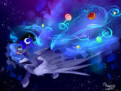 Size: 800x600 | Tagged: safe, artist:moeru789, princess luna, g4, candy apple, female, hat, lollipop, mouth hold, solo, witch hat