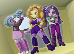 Size: 5272x3848 | Tagged: safe, artist:shadeirving, adagio dazzle, aria blaze, sonata dusk, equestria girls, g4, my little pony equestria girls: rainbow rocks, absurd resolution, arm behind head, gem, looking at you, siren gem, the dazzlings, trio