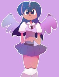 Size: 1400x1800 | Tagged: safe, artist:yummisweets, twilight sparkle, human, g4, dark skin, female, horn, horned humanization, humanized, solo, twilight sparkle (alicorn), winged humanization