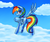 Size: 3000x2500 | Tagged: safe, artist:artyjoyful, rainbow dash, g4, butt, cloud, cloudy, female, high res, looking back, plot, smirk, solo, spread wings, underhoof