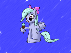 Size: 1280x960 | Tagged: safe, artist:dash4700, flitter, pegasus, pony, g4, bow, female, happy, ice cream, solo