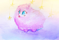 Size: 800x543 | Tagged: safe, artist:0okami-0ni, oc, oc only, oc:fluffle puff, solo, stars, traditional art, watercolor painting