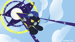 Size: 1920x1080 | Tagged: dead source, safe, artist:dotrook, nightshade, pegasus, pony, g4, clothes, female, flying, goggles, mare, shadowbolts, shadowbolts costume, solo, sonic xboom
