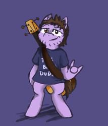 Size: 600x700 | Tagged: safe, artist:destroymuse, earth pony, anthro, unguligrade anthro, band, bass guitar, bipedal, devil horn (gesture), how the hoof?, muse, musical instrument, ponified