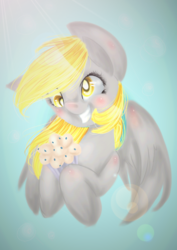Size: 800x1131 | Tagged: safe, artist:platinumpoinsetta, derpy hooves, pegasus, pony, g4, female, mare, muffin, solo