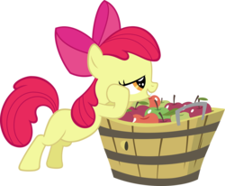 Size: 7000x5776 | Tagged: safe, artist:slb94, apple bloom, call of the cutie, g4, absurd resolution, apple, bedroom eyes, female, simple background, solo, transparent background, vector