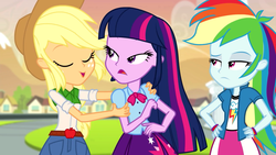 Size: 1280x720 | Tagged: safe, screencap, applejack, rainbow dash, twilight sparkle, equestria girls, g4, my little pony equestria girls: rainbow rocks, female, out of context, twilight sparkle (alicorn)