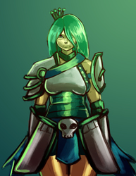 Size: 2550x3300 | Tagged: dead source, safe, artist:checkerboardazn, queen chrysalis, human, g4, armor, fangs, female, high res, humanized, solo