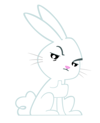 Size: 2048x2520 | Tagged: safe, artist:flare-chaser, angel bunny, rabbit, g4, approves, high res, lidded eyes, male, raised eyebrow, simple background, sitting, solo, thumbs up, transparent background, vector
