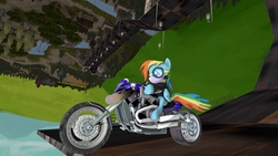 Size: 1240x698 | Tagged: safe, artist:epickitty54, rainbow dash, g4, 3d, biker, epic, ponyville, source filmmaker, street race, upside down, watch dash