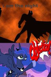 Size: 576x864 | Tagged: safe, artist:journey-mane, princess luna, g4, ace attorney, batman, i am the night, objection