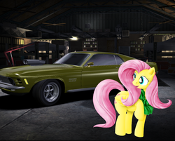 Size: 1280x1027 | Tagged: safe, fluttershy, g4, ford, mustang, need for speed, need for speed carbon