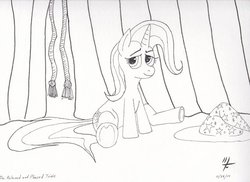 Size: 600x436 | Tagged: safe, artist:siberian502, trixie, pony, unicorn, g4, curtains, female, mare, smiling, solo, trixie's hat