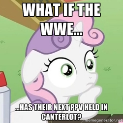 Size: 500x500 | Tagged: safe, sweetie belle, g4, exploitable meme, image macro, meme, sudden clarity sweetie belle, wwe