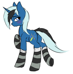 Size: 2965x2983 | Tagged: safe, artist:strachattack, oc, oc only, pony, unicorn, clothes, high res, male, socks, solo, stallion, striped socks